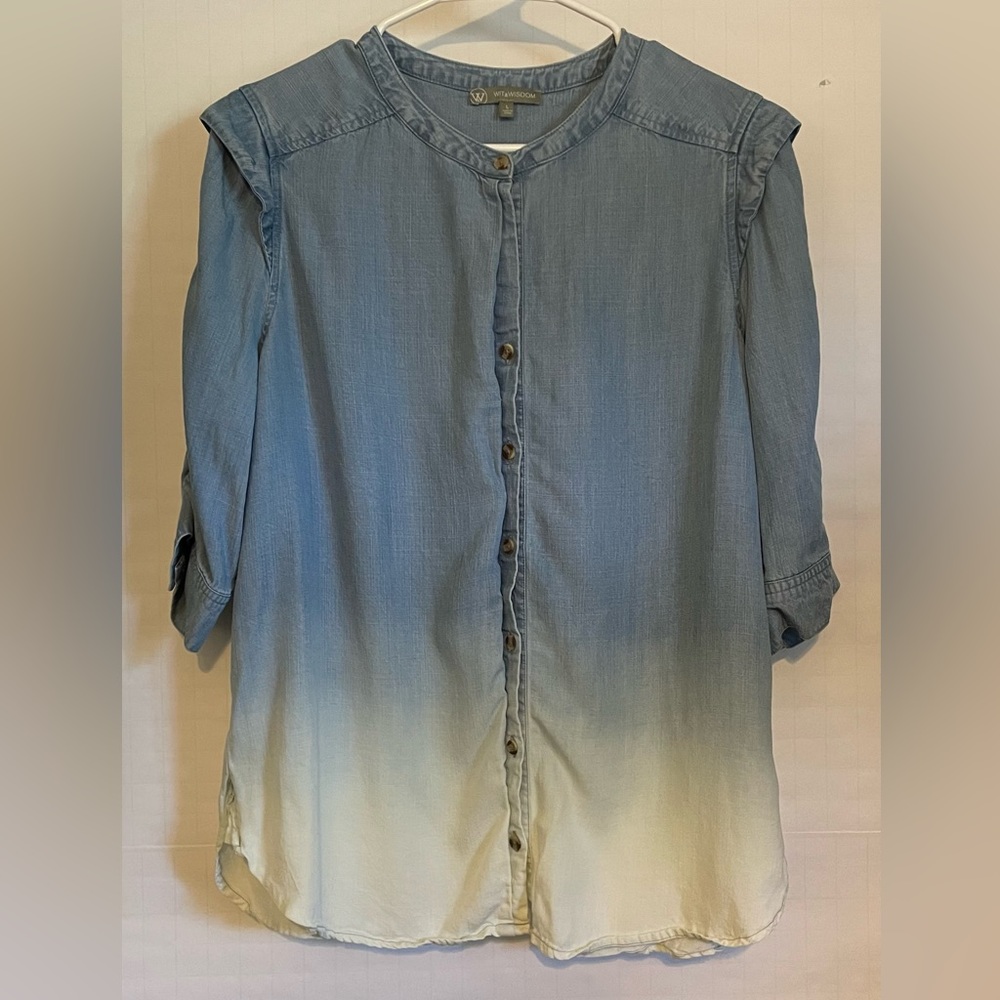 Faux denim blouse